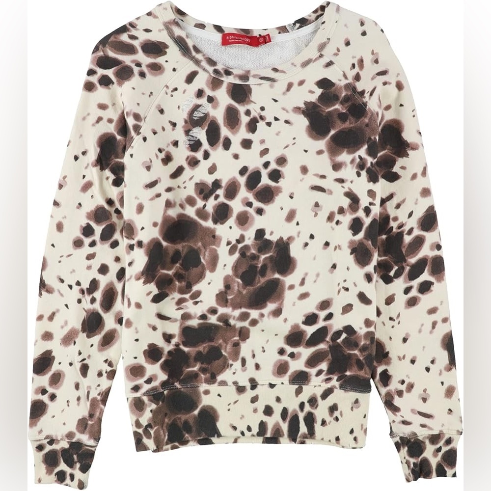 N:PHILANTHROPY || Belize Printed
Destroyed Sweatshirt in Moon Splat - SZ Medium
